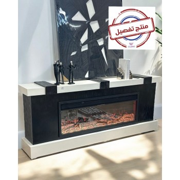 دفاية شكل بلازما كهربائية ذات تصميم انيق وحديث  مع سماعه بلوتوث  شنديان لون اسود علي بيج   200×40×77سم 