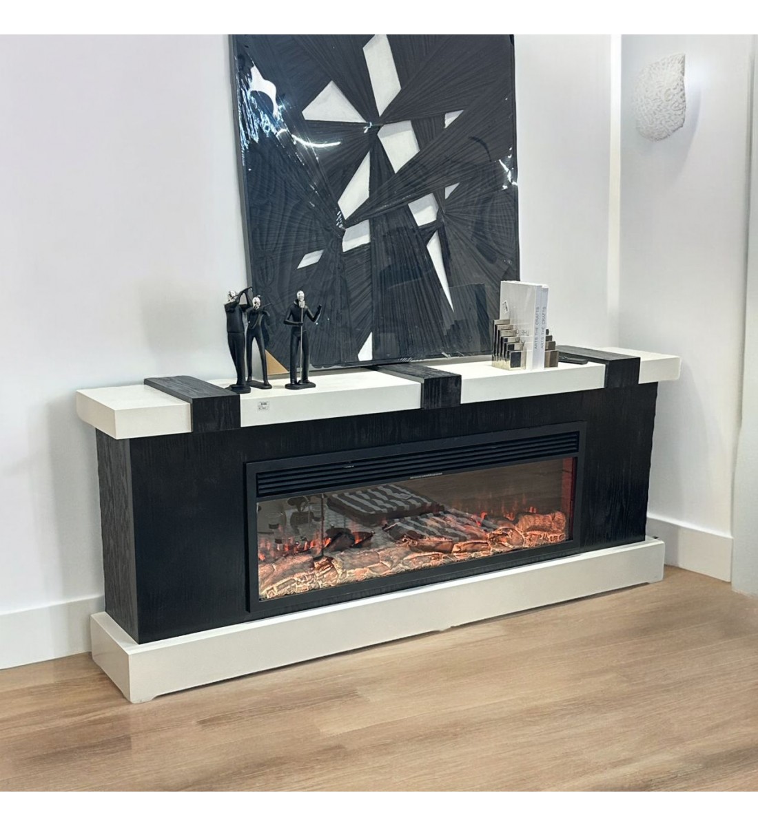 Chauffage plasma électrique, au design élégant et moderne, avec haut-parleur Bluetooth Chandian, coloris noir et beige, 200 x 40 x 77 cm
