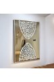 Tableau miroir en plâtre noir avec cadre en bois champagne, 150 x 100 cm