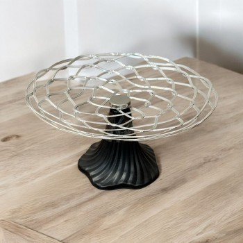 سلال فواكه معدني فضي قاعدة اسود 20×20×11سم 