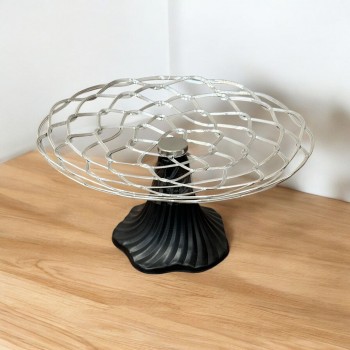 سلال فواكه معدني فضي قاعدة اسود 20×20×11سم 