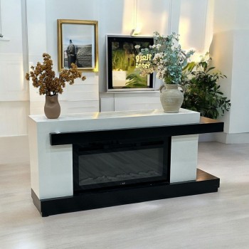 دفاية شكل بلازما كهربائية ذات تصميم انيق وحديث   سنديان لون اسود علي بيج  مقاس 180×80×40سم 