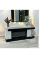 Chauffage plasma électrique au design élégant et moderne, chêne, coloris noir et beige, dimensions 180 x 80 x 40 cm