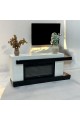 Chauffage plasma électrique au design élégant et moderne, chêne, coloris noir et beige, dimensions 180 x 80 x 40 cm