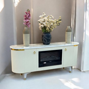 دفاية شكل بلازما كهربائية مستطيل ذات تصميم انيق وحديث لون بيج مقاس 160×40×57سم 