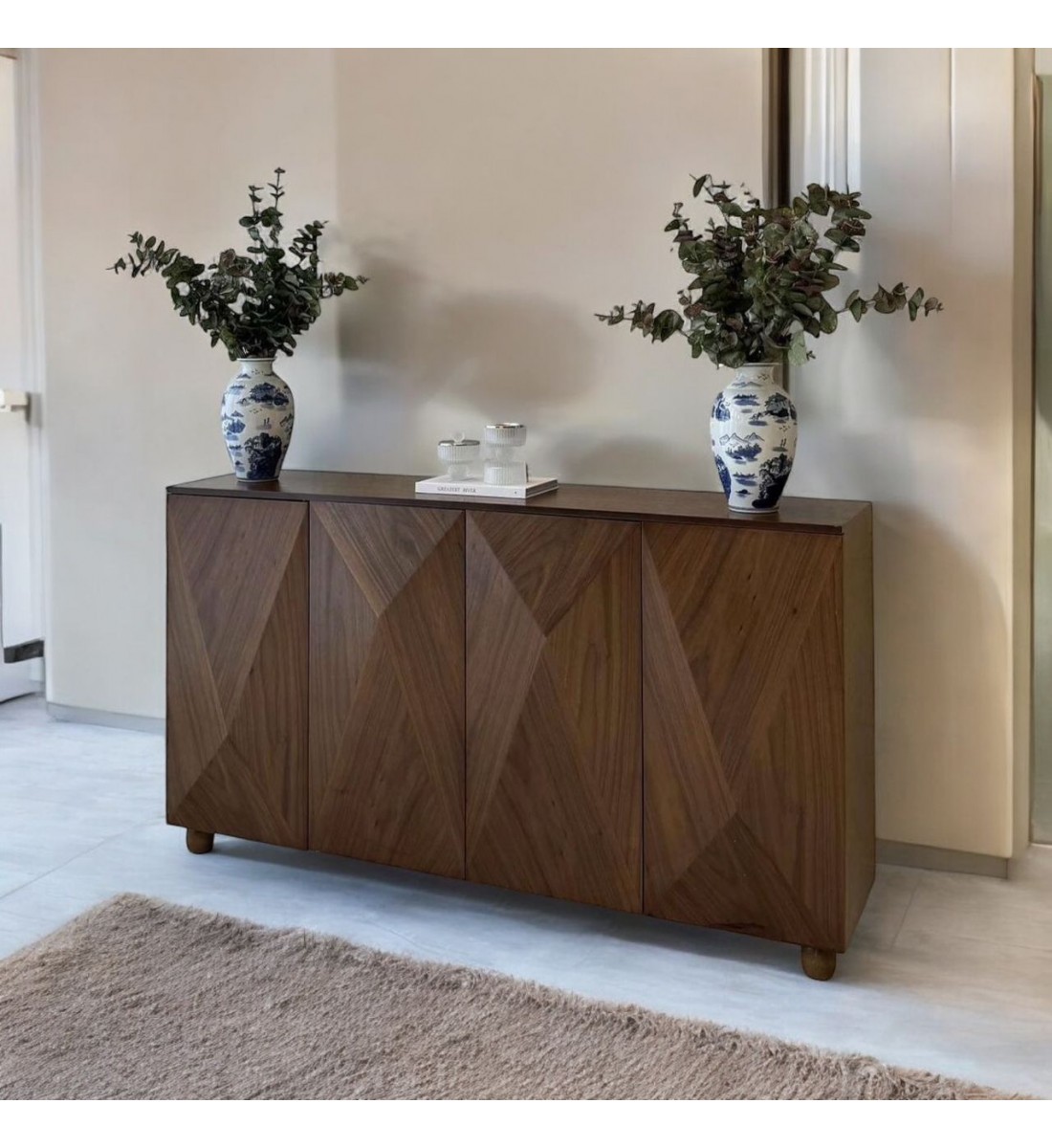 بوفية خشب قشرة الجوز 86×156×44سم