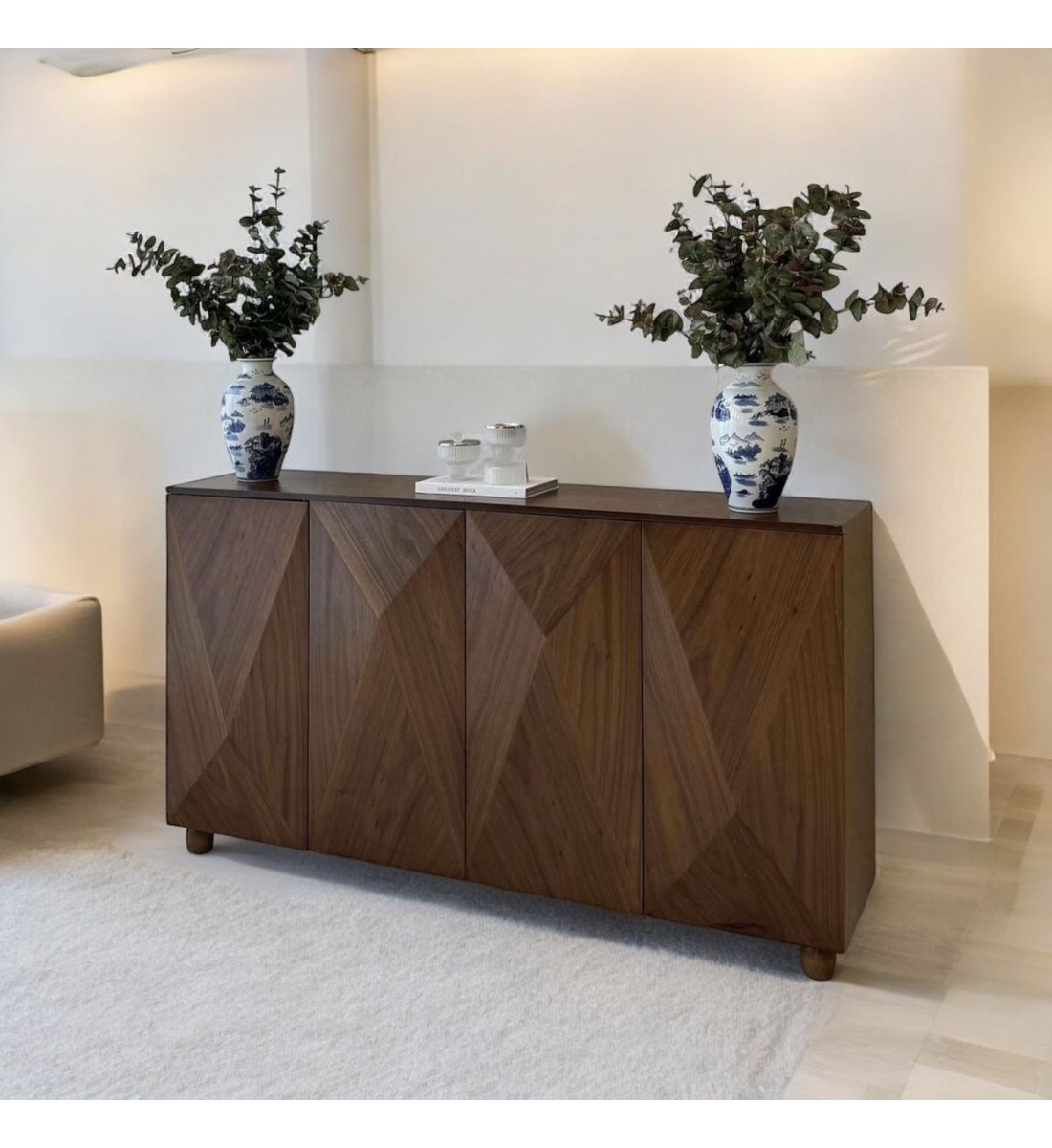 بوفية خشب قشرة الجوز 86×156×44سم