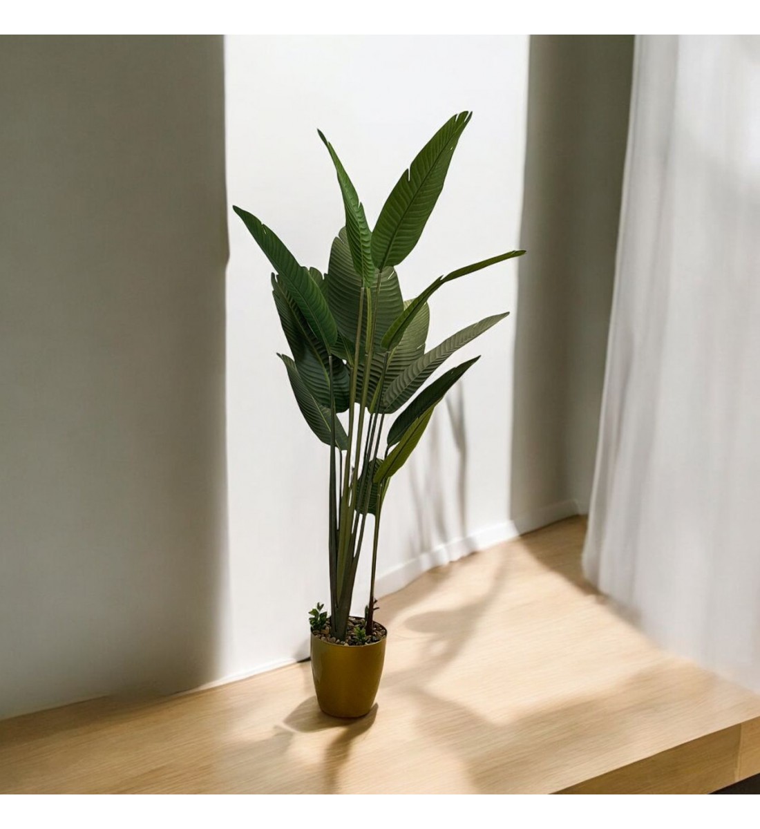 شجر صناعي موز بمركن بلاستسك ذهبي ارتفاع165 سم شجر صناعي موز بمركن بلاستسك ذهبي ارتفاع165 سم