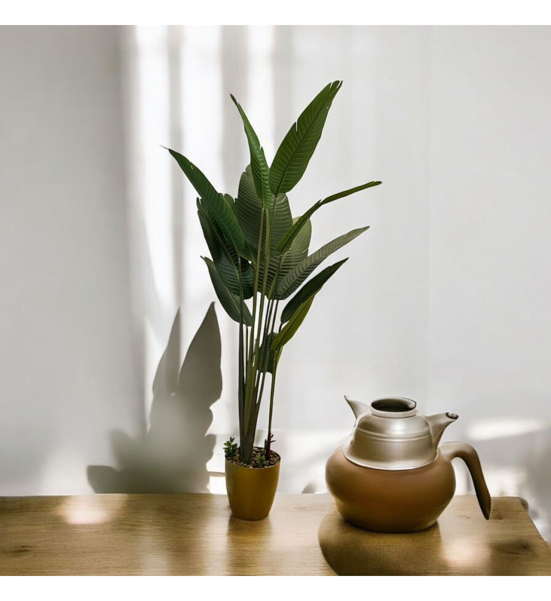 شجر صناعي موز بمركن بلاستسك ذهبي ارتفاع165 سم شجر صناعي موز بمركن بلاستسك ذهبي ارتفاع165 سم