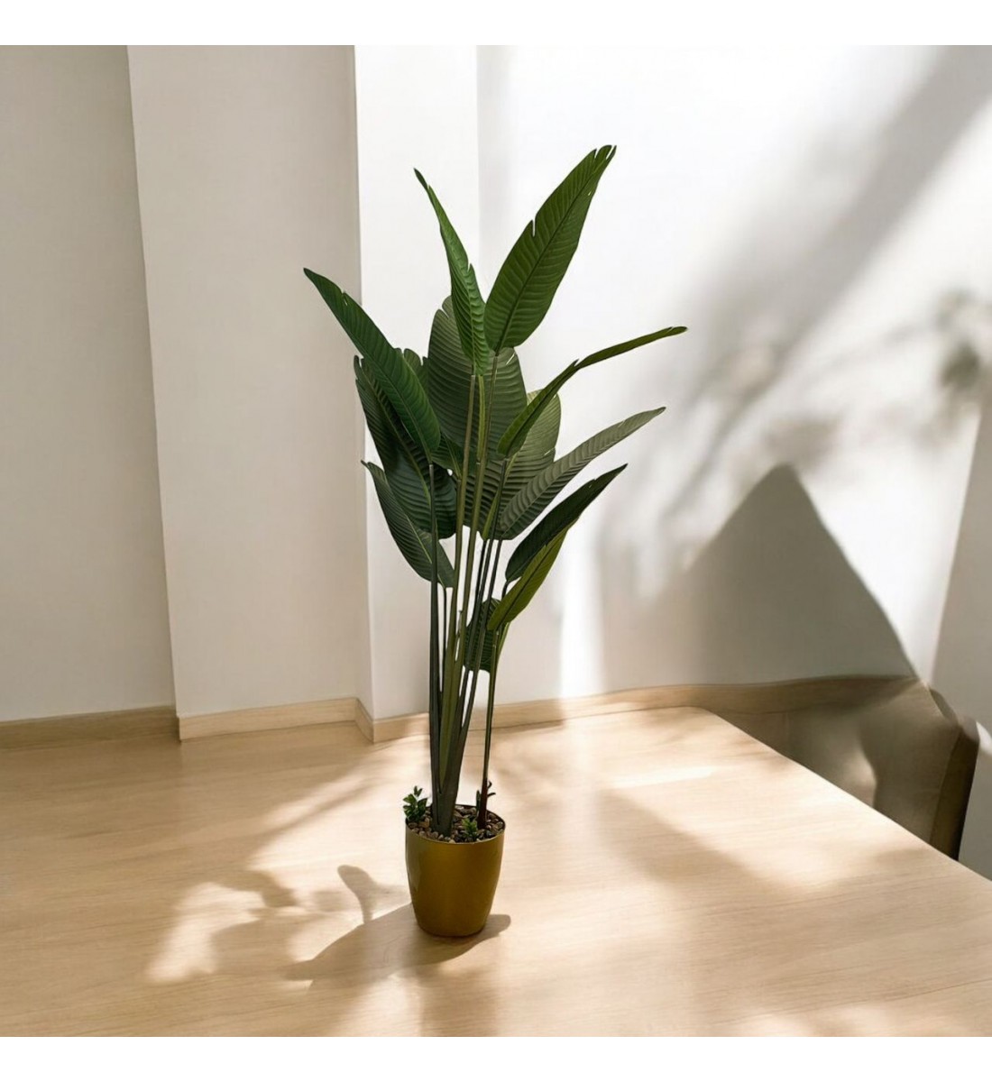 شجر صناعي موز بمركن بلاستسك ذهبي ارتفاع165 سم شجر صناعي موز بمركن بلاستسك ذهبي ارتفاع165 سم