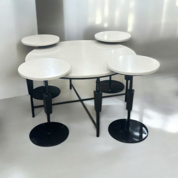 طقم طاولات خشببيج قاعدة حديد اسود ديكور 5قطع 