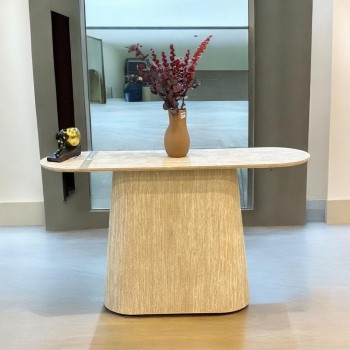 طاولة مدخل خشب بيج 140×40×80 سم 