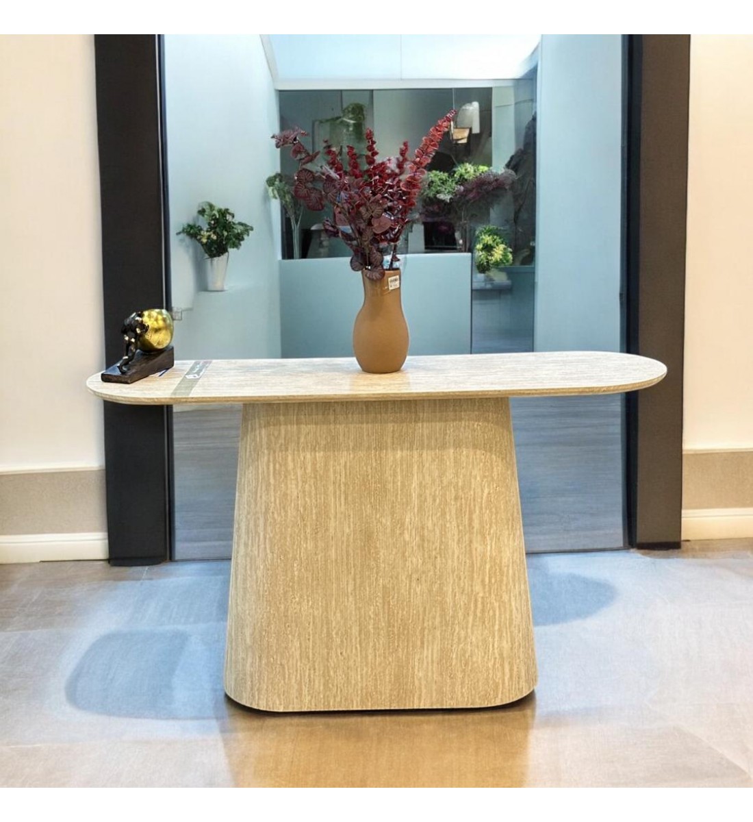 طاولة مدخل خشب بيج 140×40×80 سم طاولة مدخل خشب بيج 140×40×80 سم