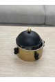 Élégant récipient alimentaire en acier inoxydable avec couvercle - or noir - 18 x 18 x 9 cm