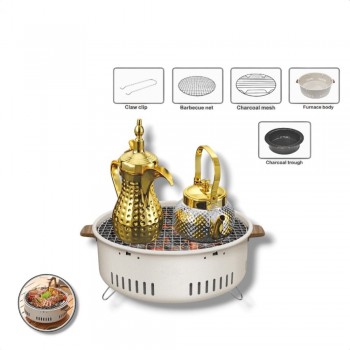 موقد فحم و شوايه 9119 استيل دائري 31×31×16سم 