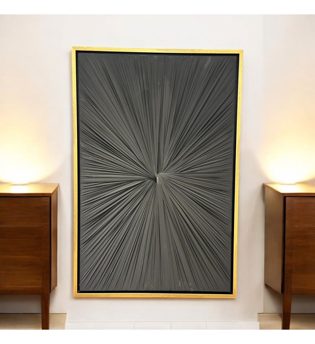 لوحة فنية بخطوط هندسية جبسية اسود-ذهبي 120×80سم لوحة فنية بخطوط هندسية جبسية اسود-ذهبي 120×80سم