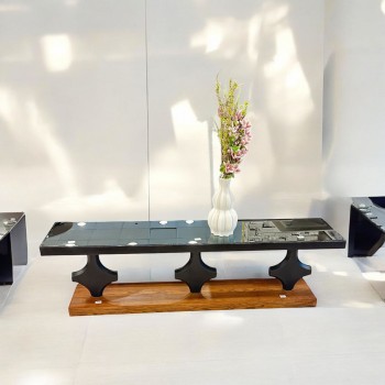   طاولة شاشة بلازما  تلفاز خشب  سطح زجاج اسود 180×40×50سم (منتج تفصيل )