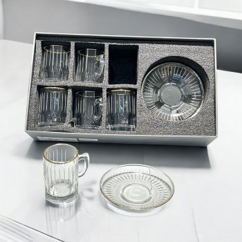 طقم 6 حبه بيالات ذهبي زجاج 12قطعة 