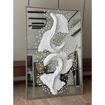 مراة جبسية معتقة باطار خشبي ذهبي  150×100سم (المنتج تفصيل )