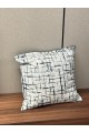 White velvet pillow with black stripes 50 cm