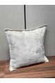 Floral gray velvet cushion, 50 cm