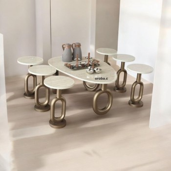 طقم طاولات قهوه وتقديم بديل الرخام 7قطع  قاعدة شامبيون(المنتج تفصيل ) 