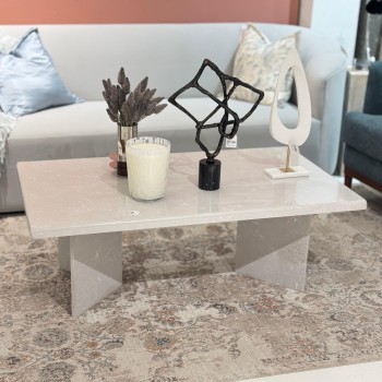 طاولة قهوة بسطح من الحجر الجيري - 120×70×43سم 