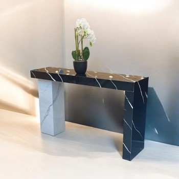 طاولة مدخل كونسول بديل الرخام تصميم أنيق لون أبيض وأسود