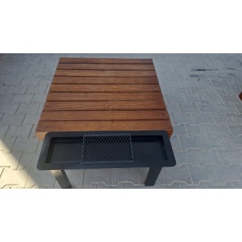 طقم جلسة خارجية كراسي خشب،7 أشخاص +طاولة خدمة بمنقل للفحم 