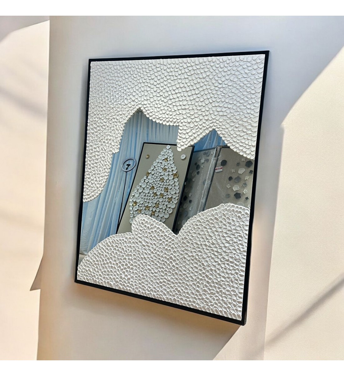 مراة جبسية باطار خشبي اسود 120×150سم (المنتج تفصيل ) مراة جبسية باطار خشبي اسود 120×150سم (المنتج تفصيل )