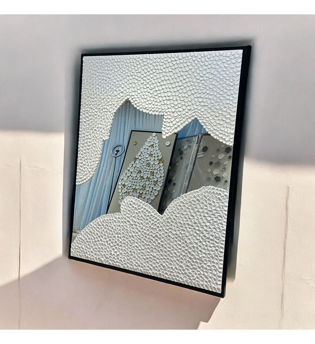 مراة جبسية باطار خشبي اسود 120×150سم (المنتج تفصيل ) مراة جبسية باطار خشبي اسود 120×150سم (المنتج تفصيل )