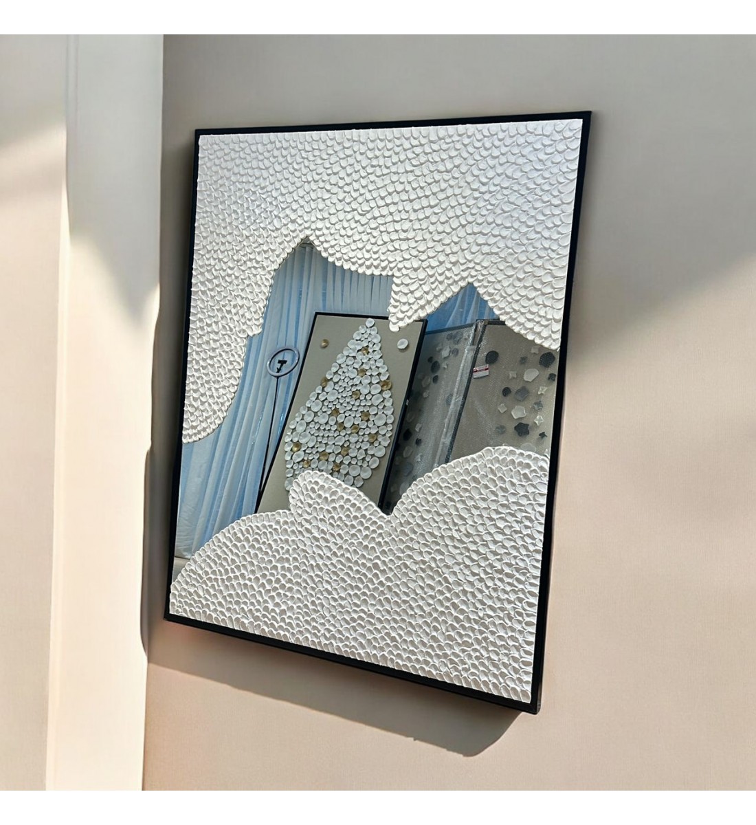 مراة جبسية باطار خشبي اسود 120×150سم (المنتج تفصيل ) مراة جبسية باطار خشبي اسود 120×150سم (المنتج تفصيل )