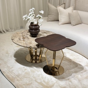 طقم طاولة 2قطع  سيراميك +خشب 