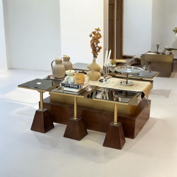 طقم طاولة قشرة سنيان سطح زجاج 7قطع (منتج تفصيل )