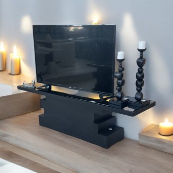 طاولة بلازما تصميم هندسي رائع لون اسود  160×40×45سم سم 