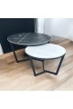 طاولة قهوة دائريه اسود خشب شكل رخام 2قطع طاولة قهوة دائريه اسود خشب شكل رخام 2قطع