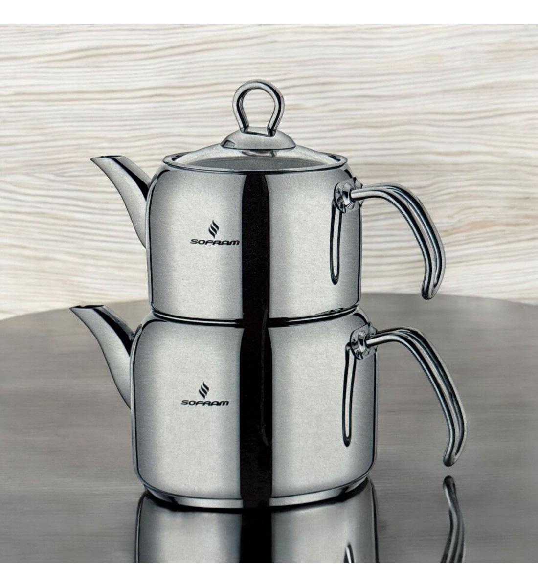 طقم براد شاي سوفرام ستانلس استيل تركي قطعتين كبير طقم براد شاي سوفرام ستانلس استيل تركي قطعتين كبير