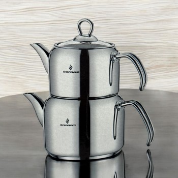 طقم براد شاي سوفرام ستانلس استيل تركي قطعتين كبير