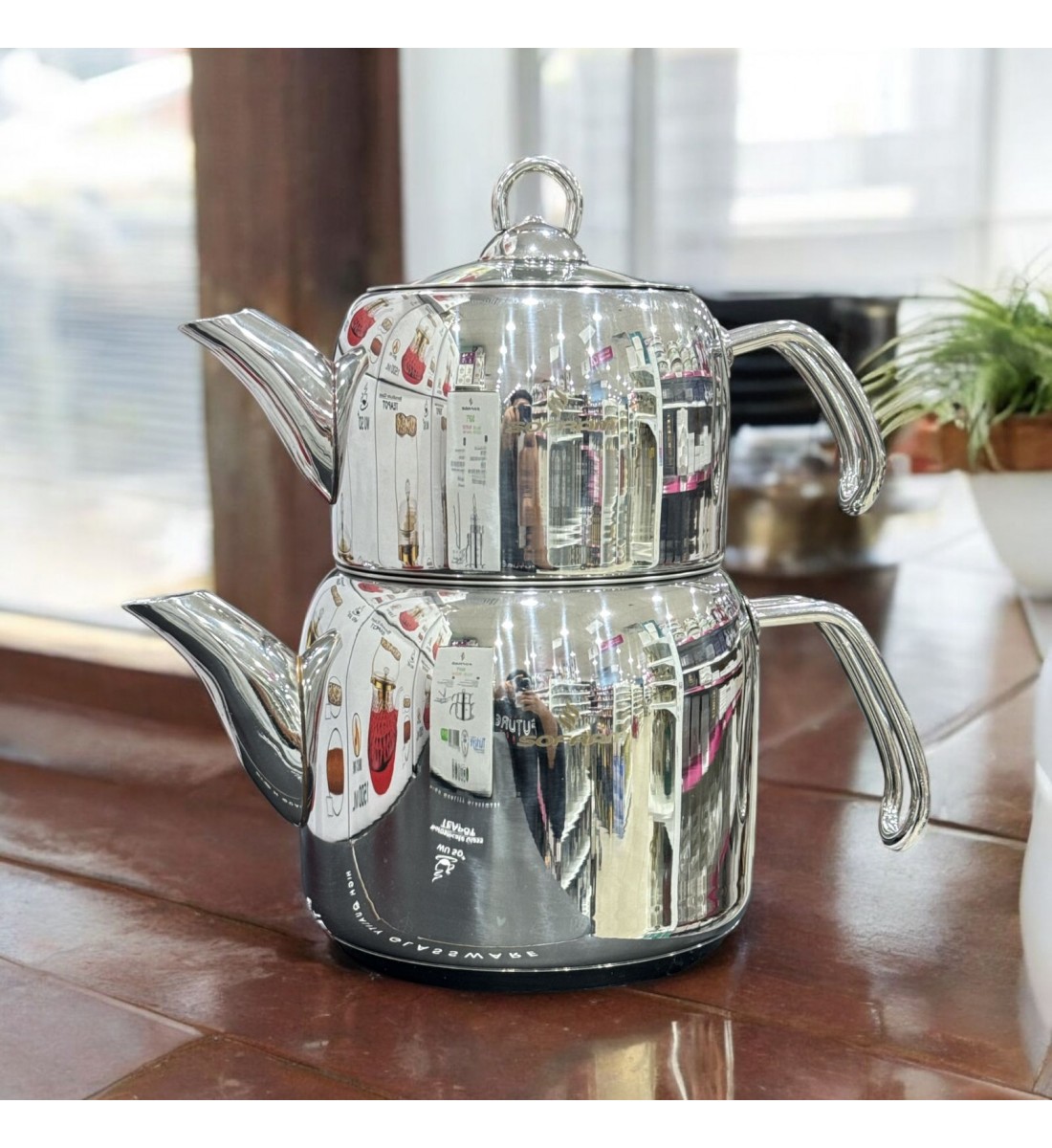 طقم براد شاي سوفرام ستانلس استيل تركي قطعتين كبير طقم براد شاي سوفرام ستانلس استيل تركي قطعتين كبير