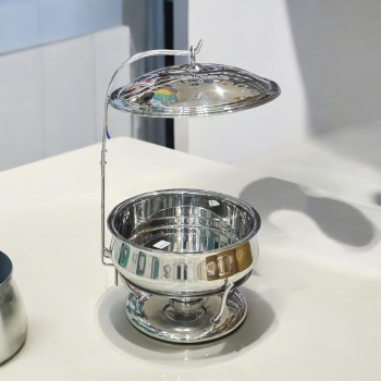 سخان بوفية صحن تقديم استيل لتسخين الطعام مزود بغطاء بتصميم فريد6لتر 