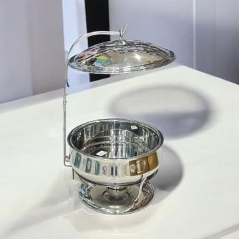 سخان بوفية صحن تقديم استيل لتسخين الطعام مزود بغطاء بتصميم فريد6لتر 