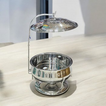 سخان بوفية صحن تقديم استيل لتسخين الطعام مزود بغطاء بتصميم فريد8لتر 