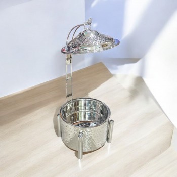 سخان بوفية صحن تقديم استيل لتسخين الطعام مزود بغطاء بتصميم فريد4لتر	