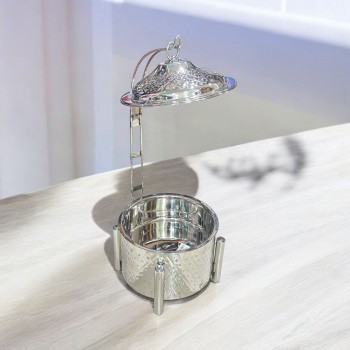 سخان بوفية صحن تقديم استيل لتسخين الطعام مزود بغطاء بتصميم فريد4لتر	