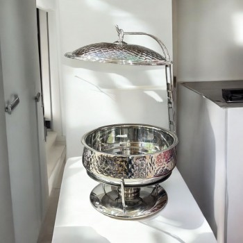 سخان بوفية صحن تقديم استيل لتسخين الطعام مزود بغطاء بتصميم فريد8لتر 