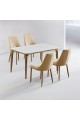 Marble alternative dining table set with 4 wooden chairs, 130 x 80 x 75 cm