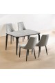 Marble Replacement Dining Table Set with 4 Chairs Grey 130x80x75cm