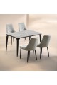 Marble Replacement Dining Table Set with 4 Chairs Grey 130x80x75cm