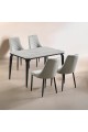 Marble Replacement Dining Table Set with 4 Chairs Grey 130x80x75cm