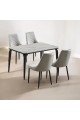 Marble Replacement Dining Table Set with 4 Chairs Grey 130x80x75cm
